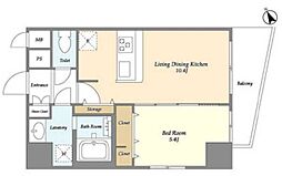 ブルーロック板橋 11階1LDKの間取り
