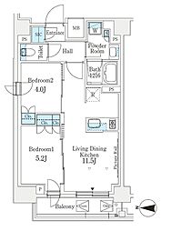 J.GRANCourt品川西大井EAST 2LDKの間取図画像