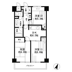 パークヒルズ鷺沼弐番館 3DKの間取図画像