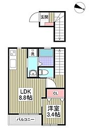 アテレーゼOne和栄 1LDKの間取図画像