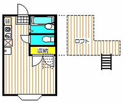 グレース南大沢Ｂ 2階ワンルームの間取り