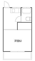 第一落合荘 2階1Kの間取り