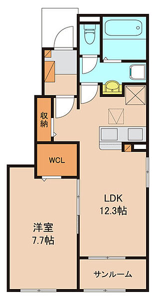 フラン　メゾン　ソレイユ 101｜茨城県龍ケ崎市若柴町(賃貸アパート1LDK・1階・50.14㎡)の写真 その2