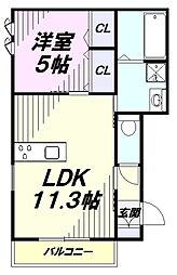 Monica Verde 1LDKの間取図画像
