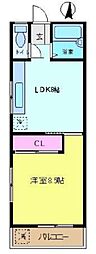 プロスパー白鷺 2階1LDKの間取り