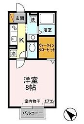 ジェンティーレ ダイワ 2階1Kの間取り