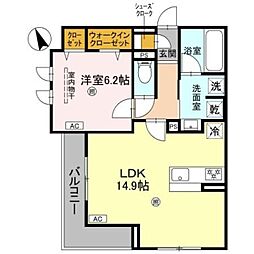 クラシスト東粉浜EAST 1LDKの間取図画像