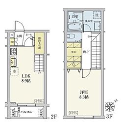 カスタリア旗の台 2階1LDKの間取り