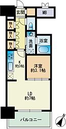 RJRプレシア博多楽水園 1LDKの間取図画像