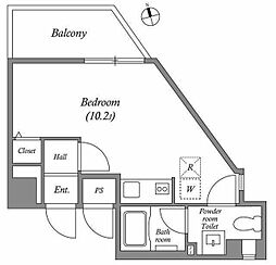 インプルーブ新川崎 1Kの間取図画像