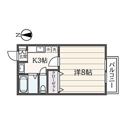 エスポワール 1階1Kの間取り