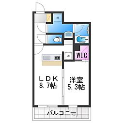 ウェルスクエア万代東 1LDKの間取図画像