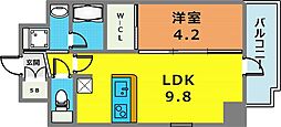 クリエイトビュー三宮磯上公園 15階1LDKの間取り