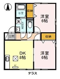 シェル・アジュール 2DKの間取図画像