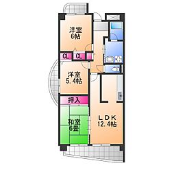 パレ・ルボーノ 3LDKの間取図画像