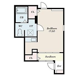 ミルエム 1階1Kの間取り