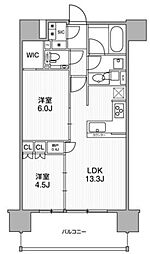 ディームス渋谷本町 2階2LDKの間取り
