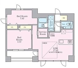 セレーネ御殿山 4階2SLDKの間取り