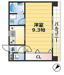 諏訪山ハウス 1階1Kの間取り
