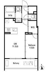 グランパセオ西麻布 3階1LDKの間取り