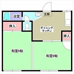 ベルジュール池辺 2DKの間取図画像