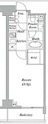 グレイスコート目黒 1Kの間取図画像