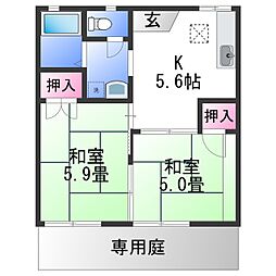 フォーブル若葉 2Kの間取図画像