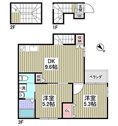 セプテーニ四つ木 2DKの間取図画像