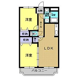 荒川マンション2 2LDKの間取図画像