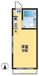 サワハイム所沢 ワンルームの間取図画像
