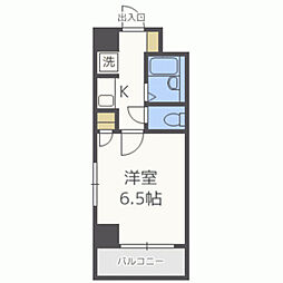 ソシアル六本松 1Kの間取図画像