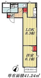東京メトロ東西線 行徳駅 徒歩13分の賃貸アパート 2階1LDKの間取り