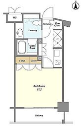 オーキッドレジデンス神楽坂 4階1Kの間取り