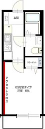 船橋市藤原1丁目アパート 1Kの間取図画像
