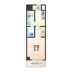 レクシア平野DUO 6階1Kの間取り