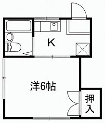エリライ館桜ケ丘 1Kの間取図画像