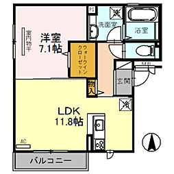 セントラルヴィレッジB 1LDKの間取図画像