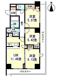 ジ・アパートメント ヒルトップ中野 2階3LDKの間取り