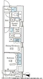 ロイヤルパークス赤羽サウス 2階1DKの間取り