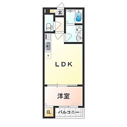 アイティーオ七道 2階1LDKの間取り