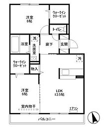 アステール 3階2LDKの間取り