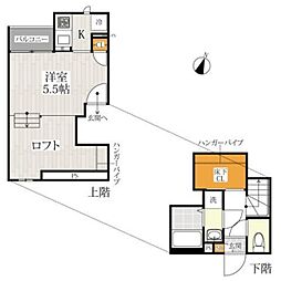 CB草加フェリーチェ 2階1Kの間取り