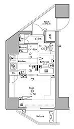 ラグジュアリーガーデン東松戸 6階ワンルームの間取り