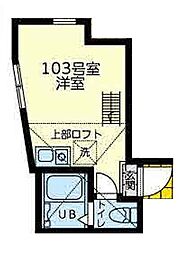 横浜市戸塚区戸塚町アパート ワンルームの間取図画像