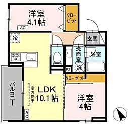 D'Bless和田町 2LDKの間取図画像