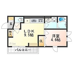 MOCXION桃山 3階1LDKの間取り
