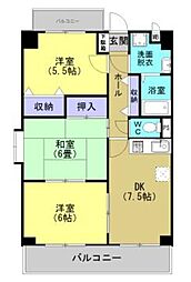 こうかマンション 3DKの間取図画像