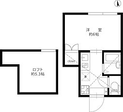バーミープレイス駒場東大前 1Kの間取図画像
