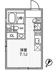 ASTILE幡ヶ谷 2階ワンルームの間取り