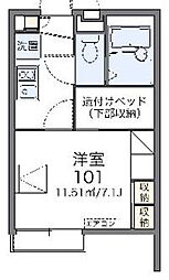 レオパレスグリーンベール 1Kの間取図画像